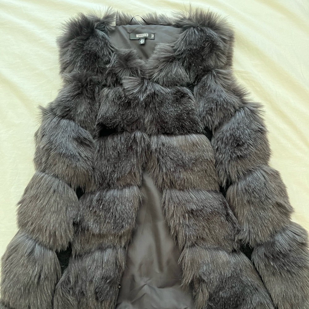 Missguided fur coat vest